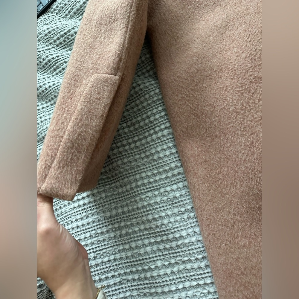 Vince Brushed Wool Long Coat in Vintage Rose - Picture 11 of 16